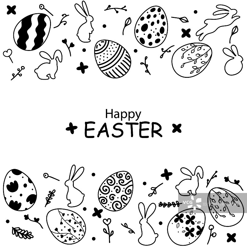 黑白复活节装饰贺卡图片素材