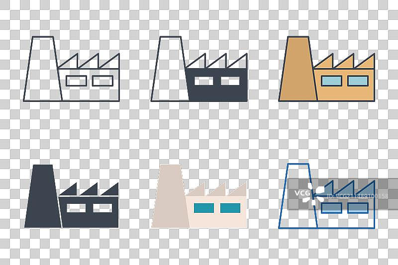 不同风格的工业工厂图标图片素材