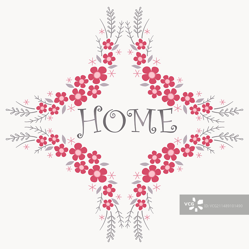 红灰色方形花朵装饰边框图片素材