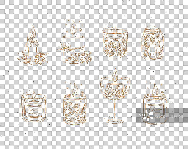 米色蜡烛花卉图标合集图片素材