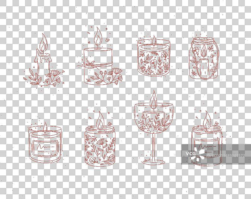 红色蜡烛花卉图标合集图片素材