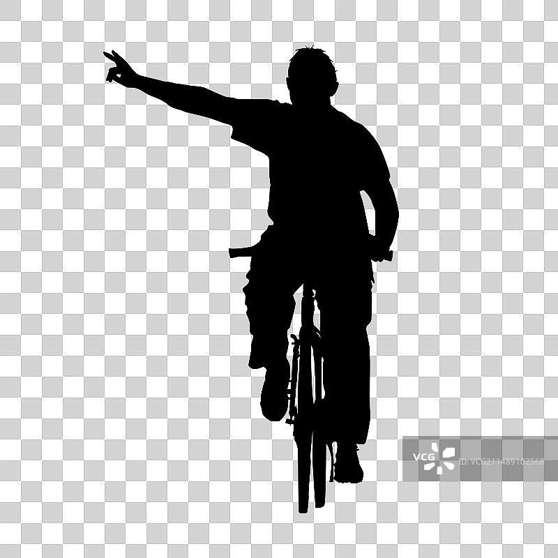 白色背景上的骑自行车者轮廓图片素材