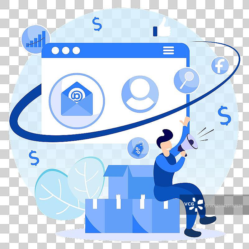 数字营销卡通形象图片素材