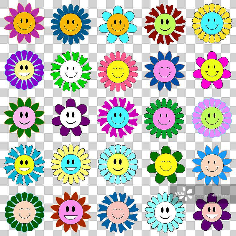 卡通笑脸花朵图案合集图片素材