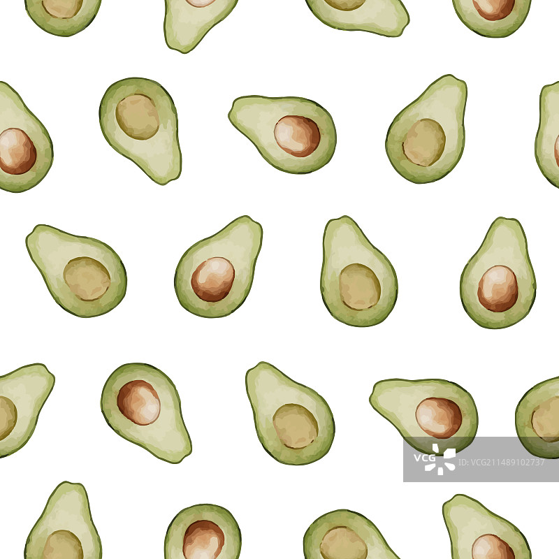 牛油果水彩无缝图案图片素材