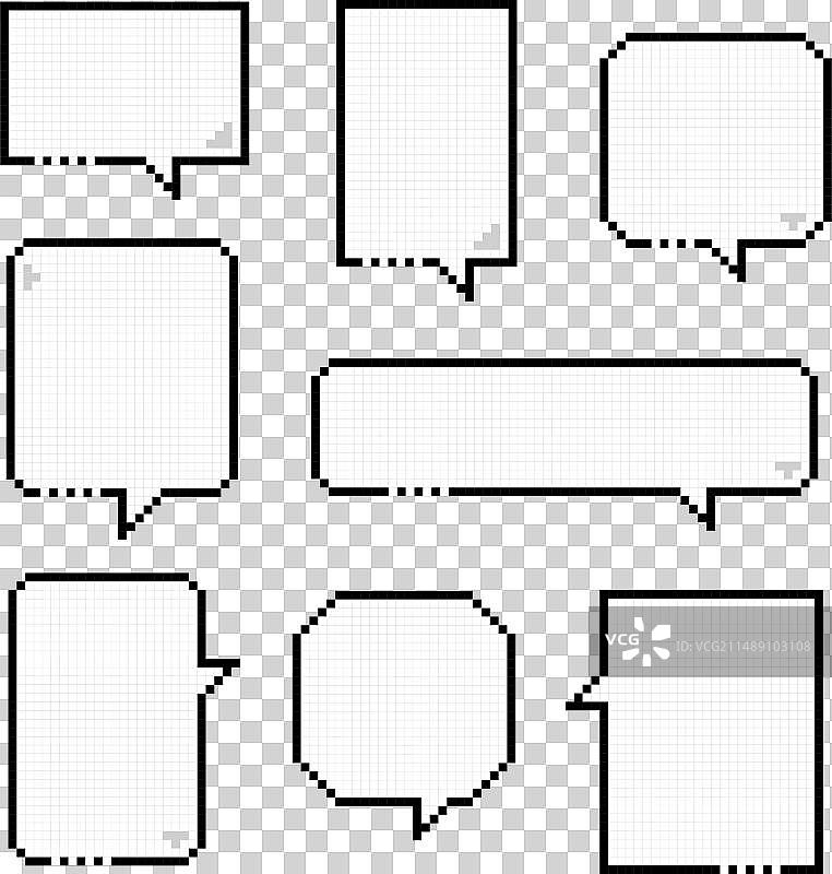 复古游戏8位像素气泡对话框图片素材