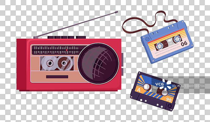 复古磁带录音机老式唱片机90年代风格图片素材