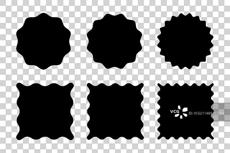 锯齿边缘正方形和圆形形状集合图片素材