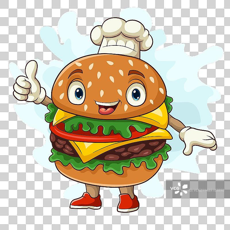 卡通汉堡厨师点赞图片素材