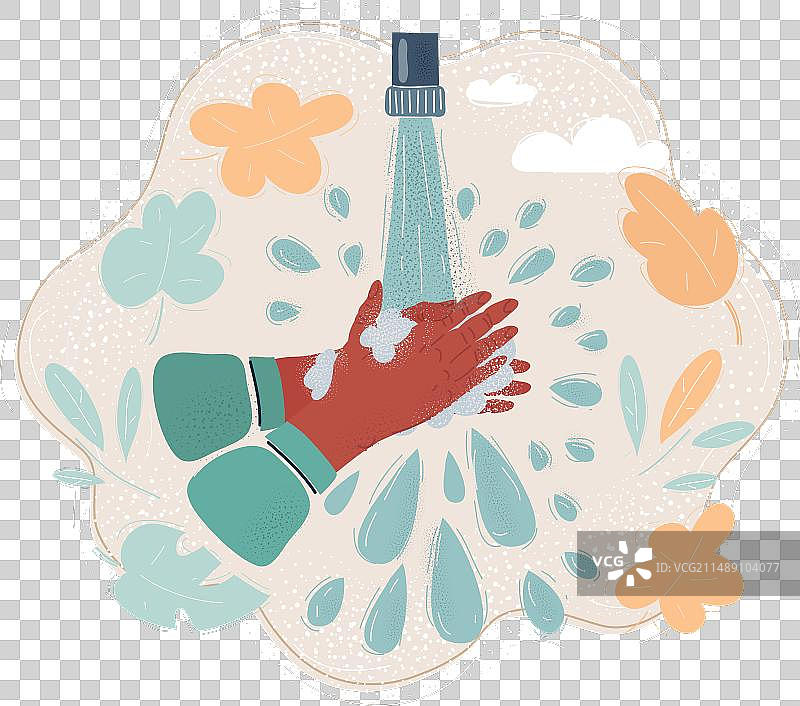 在流动的水下用肥皂洗手图片素材