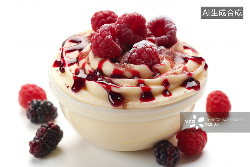 【AI数字艺术】白底背景上的点心布丁蛋糕图片素材