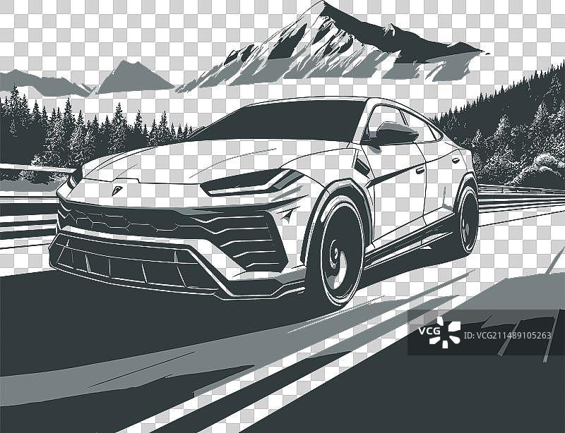 手绘汽车抽象设计概念图片素材