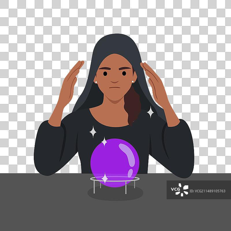 通过魔法水晶球预测未来的女人图片素材