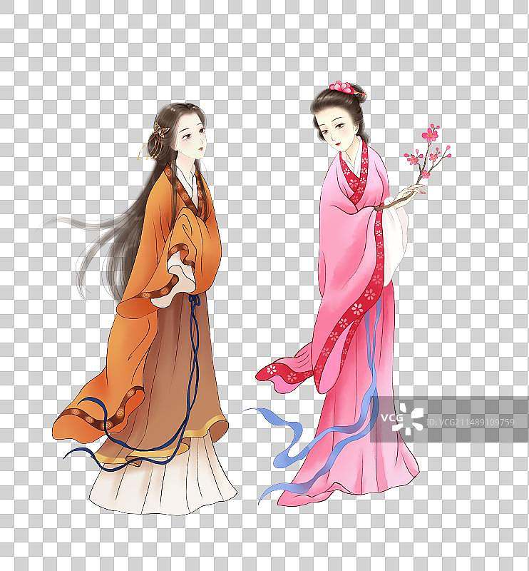 春游人物仕女元素图片素材