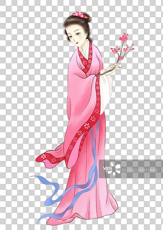 拈花仕女元素图片素材