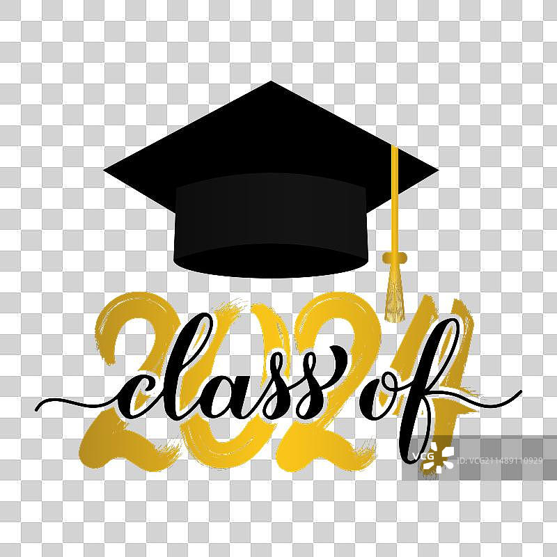 带有毕业帽的2024届字母图片素材