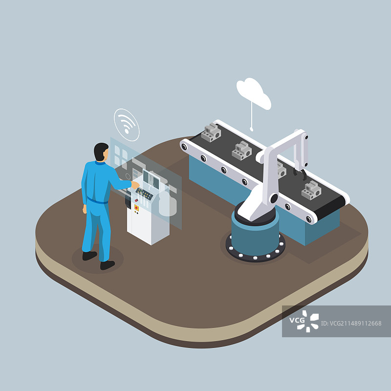 工业制造业机加工智能制造流程矢量图图片素材