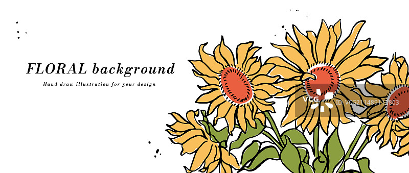 带有黄色向日葵的背景或banner图片素材