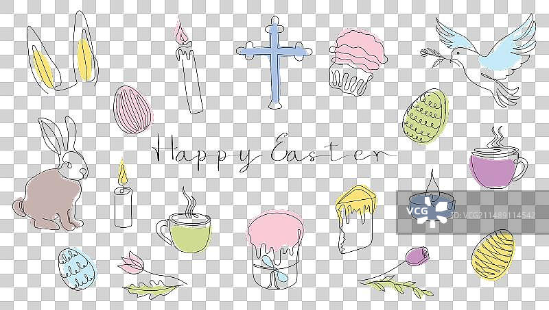 复活节主题连续线条素材图片素材