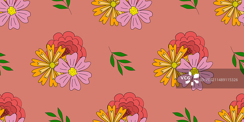 玫瑰草地春季无缝图案图片素材