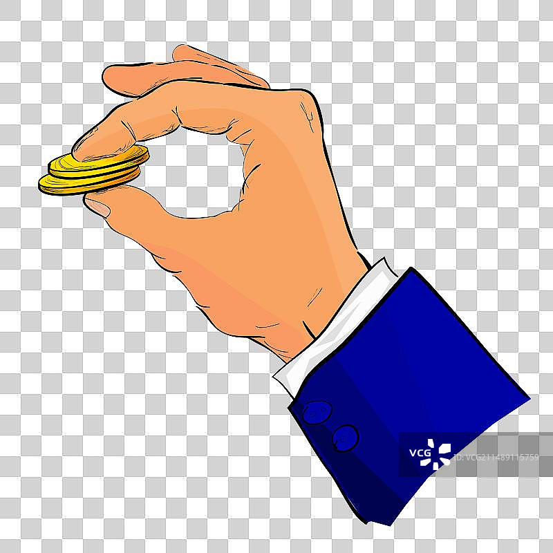 手持印尼盾硬币简笔画图片素材