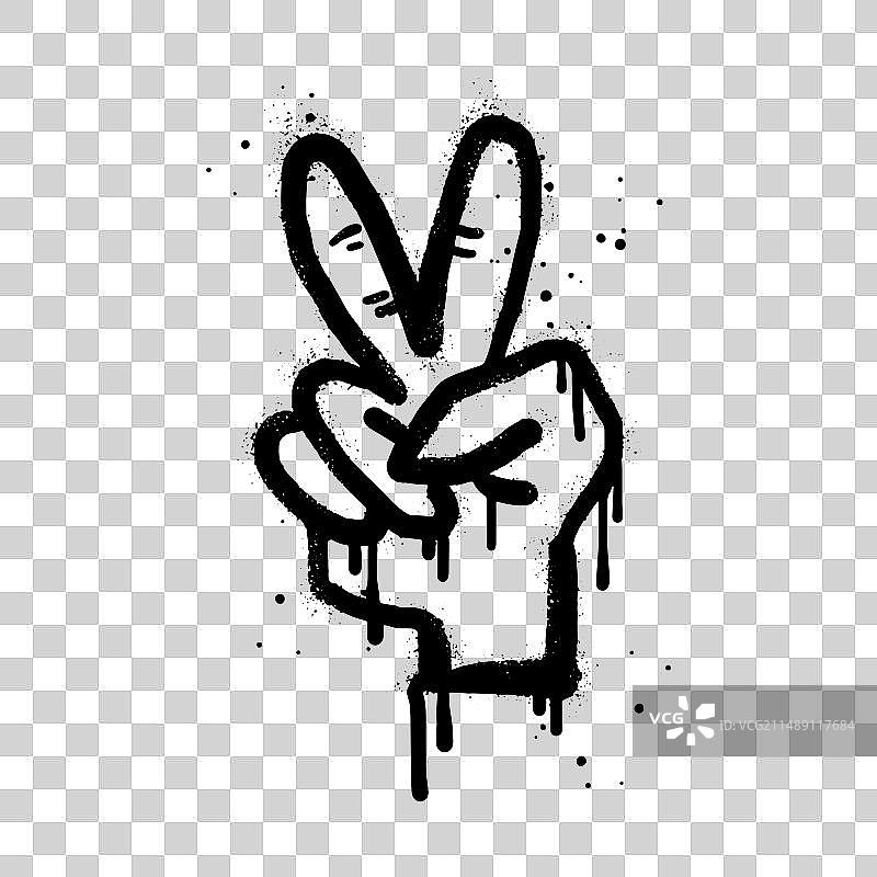 喷绘涂鸦手势V形符号图片素材