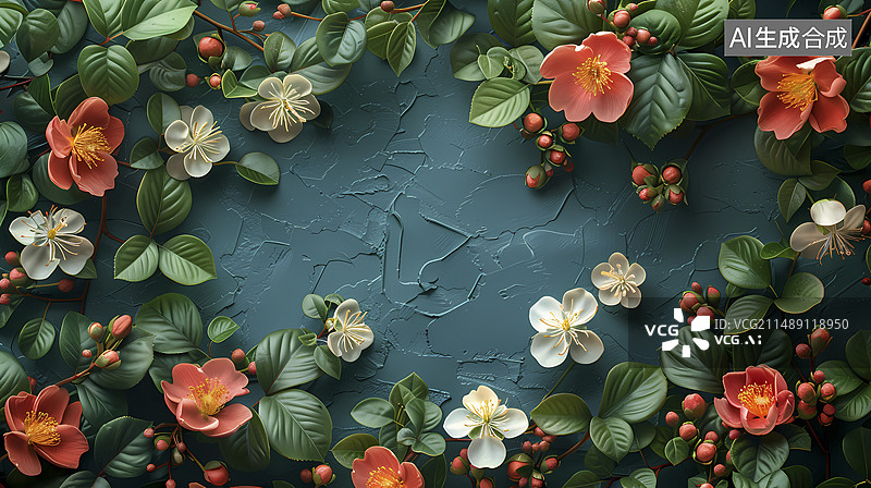 【AI数字艺术】复古花卉植物插画海报背景图片素材