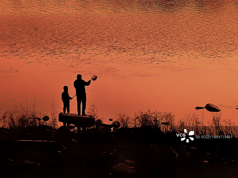 捕鱼.剪影图片素材