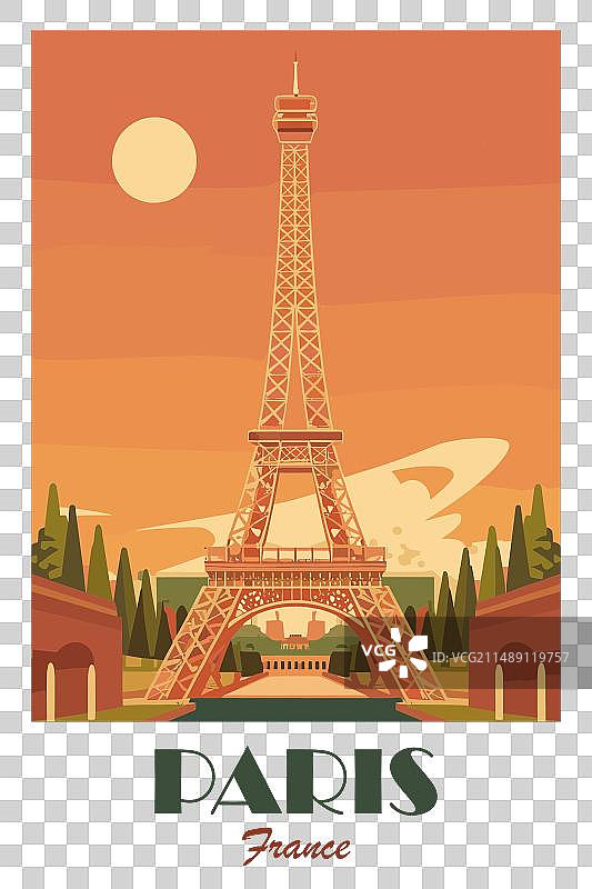 复古风格巴黎旅行海报图片素材