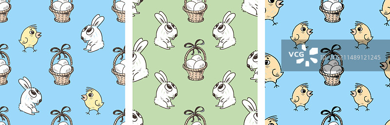 卡通可爱复活节无缝背景图片素材