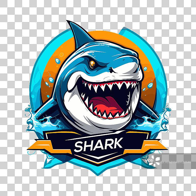 鲨鱼头吉祥物标志模板图片素材
