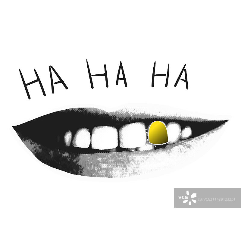 女性复古半色调拼贴概念图片素材