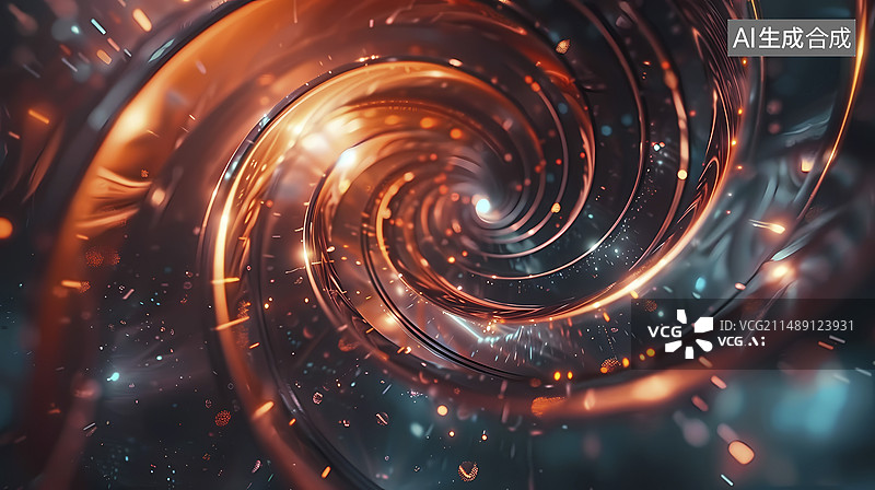 【AI数字艺术】数码金属漩涡抽象舞台海报网页PPT背景图片素材