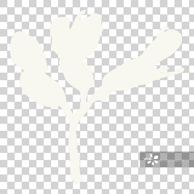 手工麻胶版画小树枝野花图案图片素材