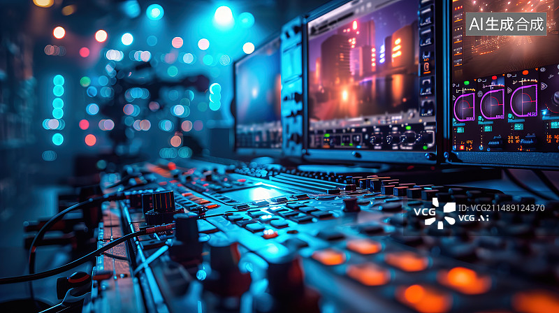 【AI数字艺术】计算机设备中连接的电缆特写镜头图片素材