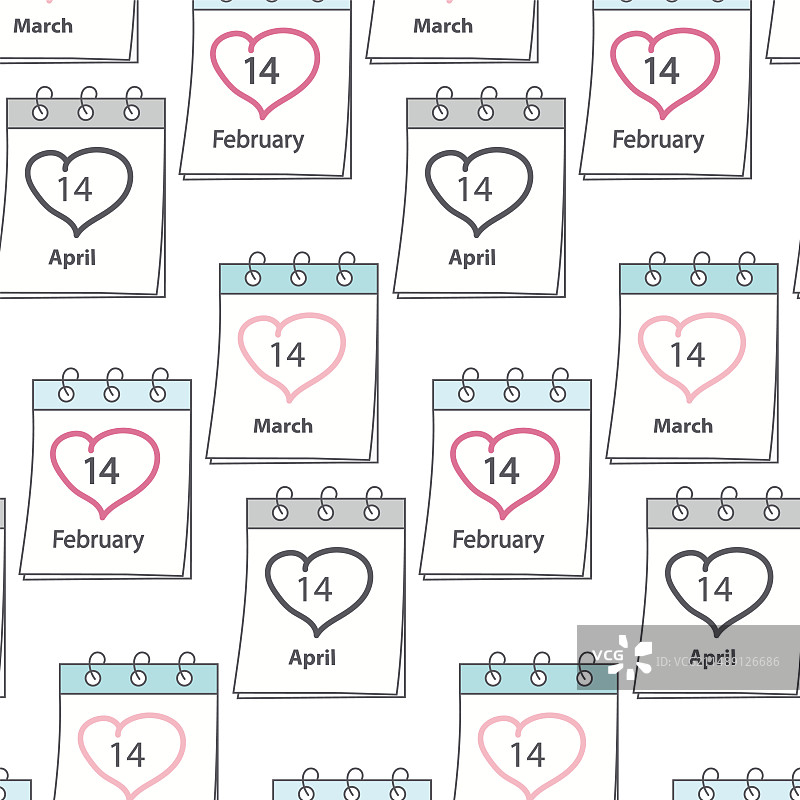 带有14号日期的日历页面的无缝图案图片素材