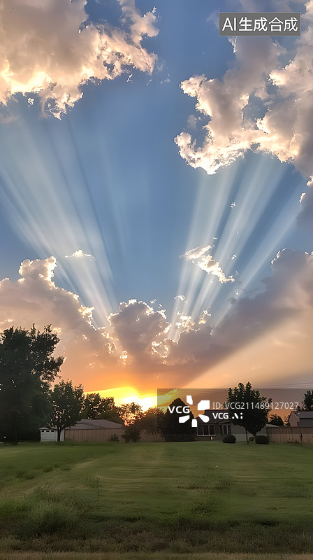 【AI数字艺术】天空阳光光束风景背景壁纸图片素材