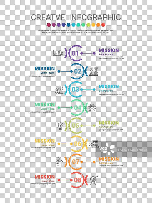 带图标和8个选项的信息图标签设计图片素材