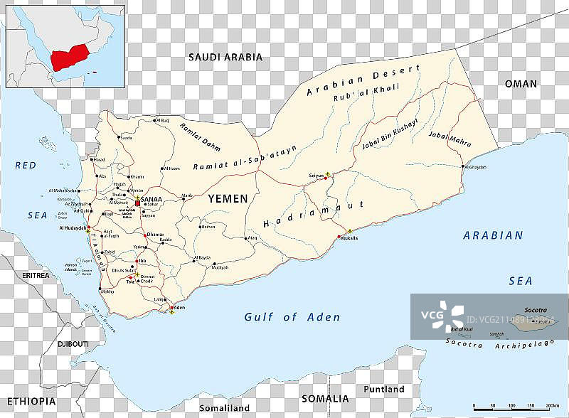 也门道路地图图片素材