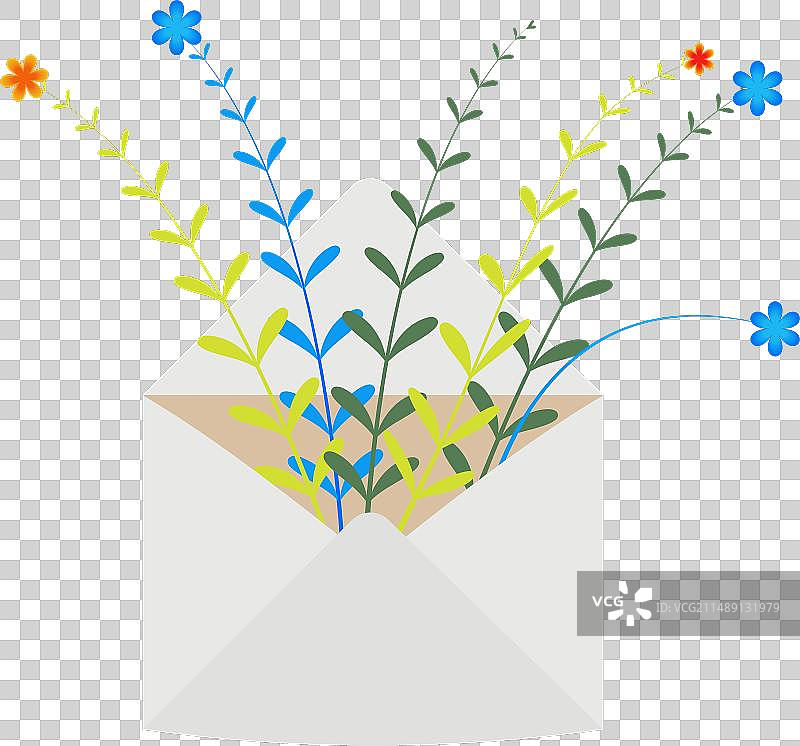 带有美丽鲜花的邮箱图片素材