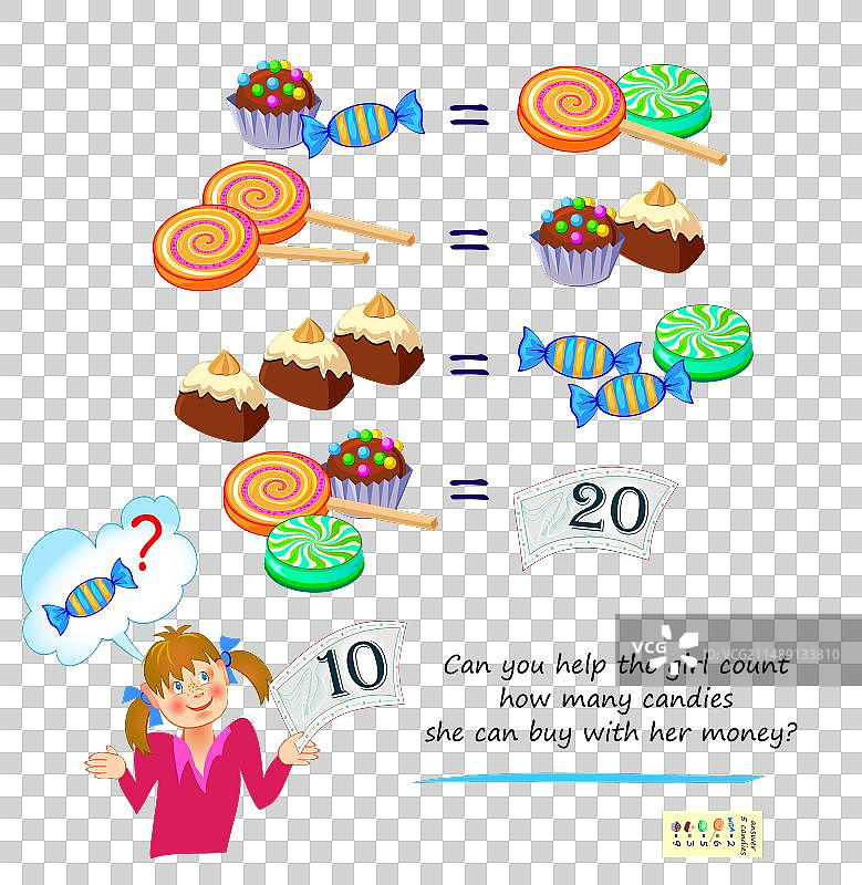 你能帮这个女孩数数有多少糖果吗图片素材