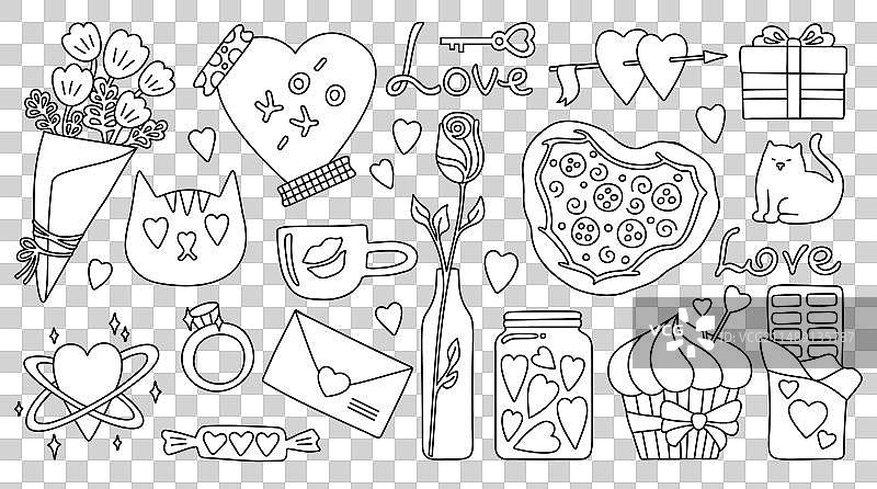 情人节礼品浪漫元素套装图片素材