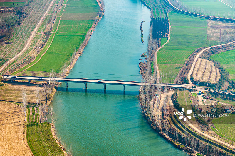 航拍周口西华县颍河风光图片素材