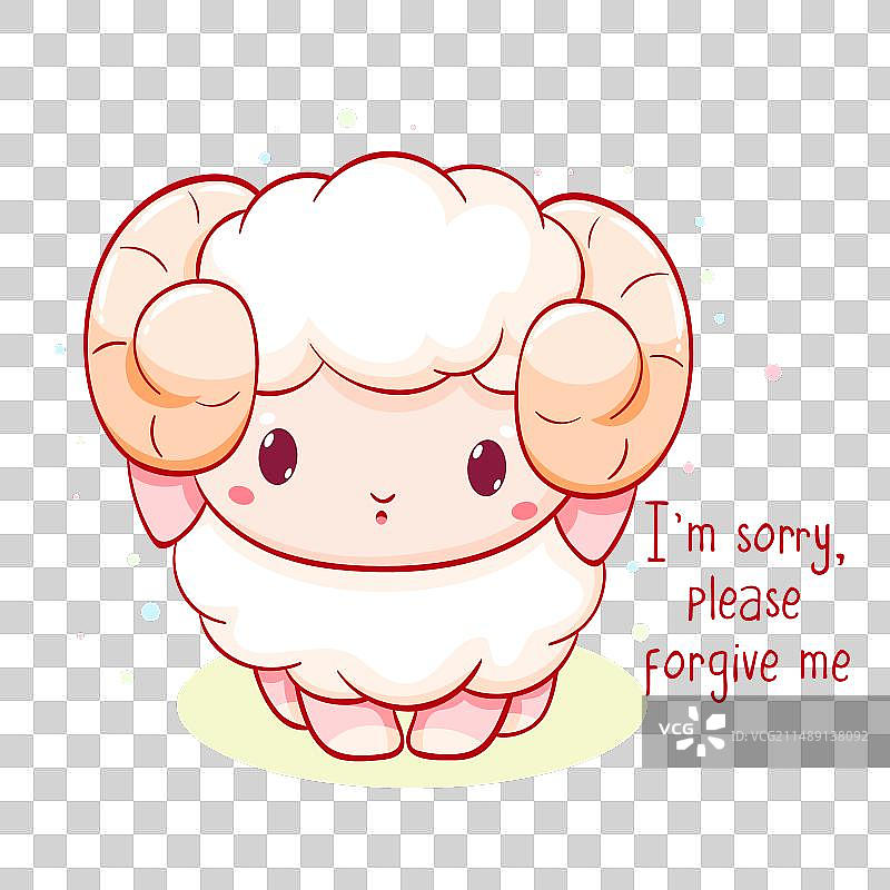 道歉卡片：悲伤的小绵羊和题字图片素材