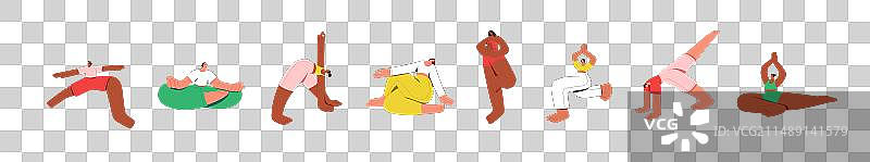 女性瑜伽练习姿势合集图片素材