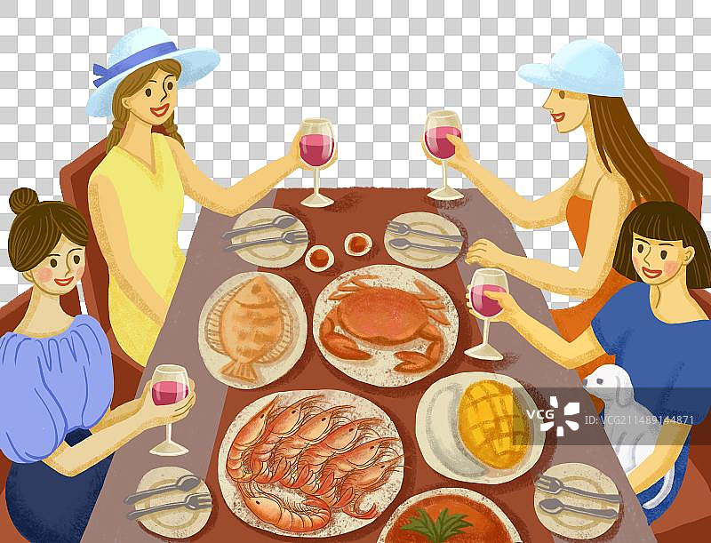 闺蜜聚餐图片素材
