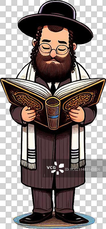 犹太人阅读《妥拉》图片素材