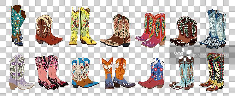 一套西部牛仔靴图片素材