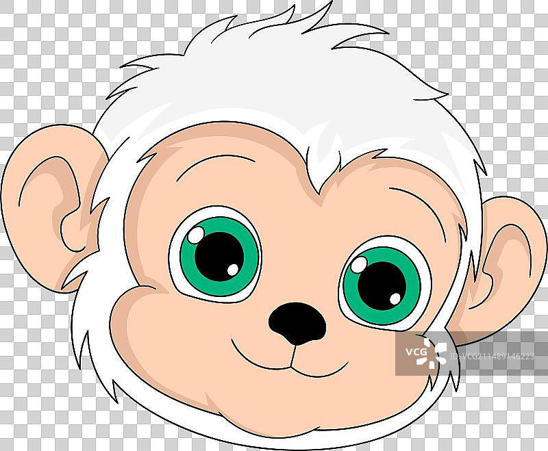 卡通涂鸦白色毛茸茸的猴头图片素材