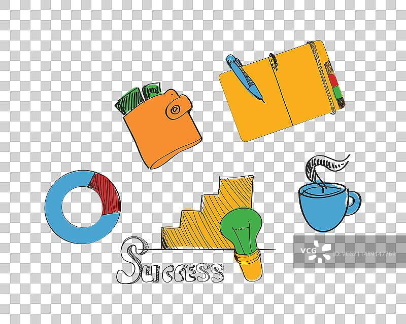 一套商务图标手绘草图图片素材